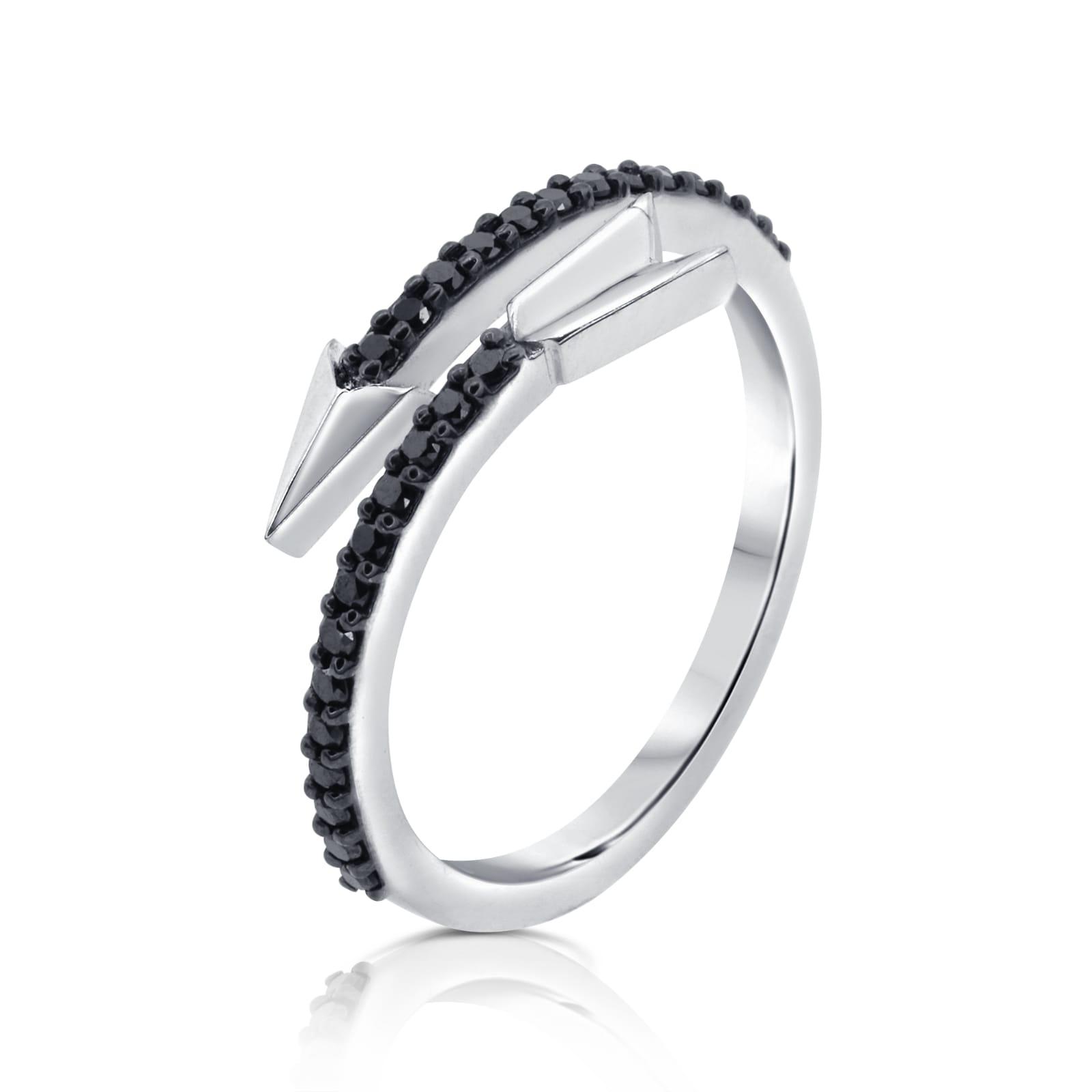 Кольцо Стрела с черными бриллиантами